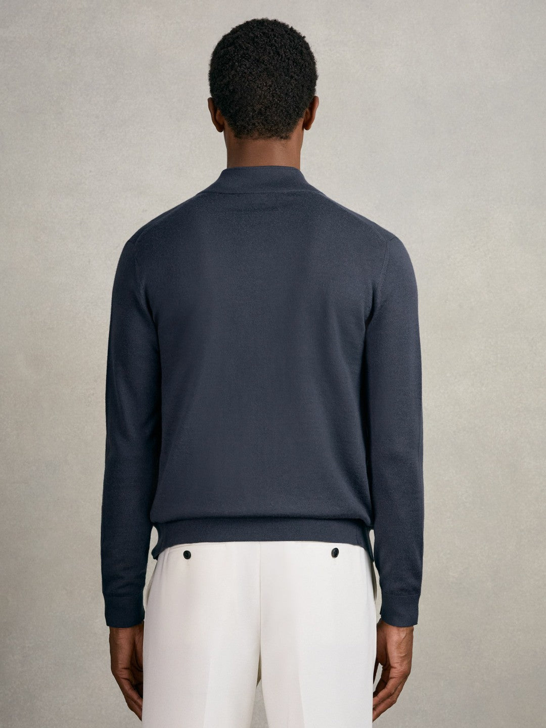 Reiss Merino Wool Zip Through Cardigan in Midnight Navy