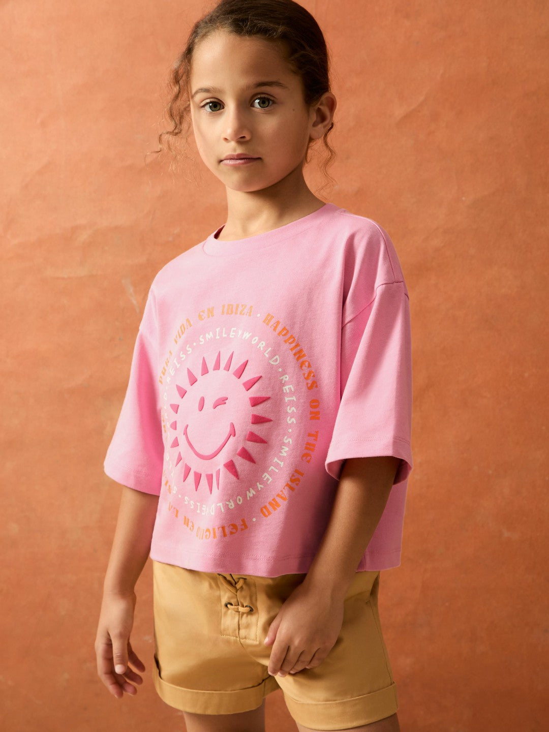 Reiss 9-13 yrs SmileyWorld | Sun-Print T-Shirt in Pink