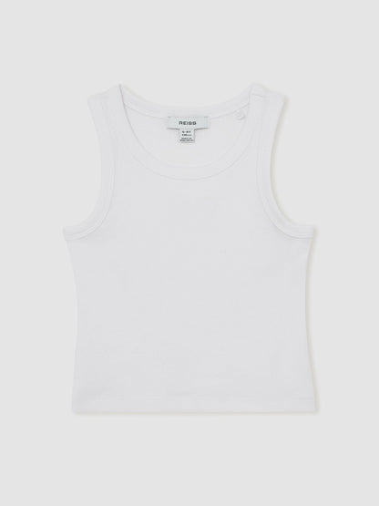 Reiss 3-9 yrs Stretch-Cotton Ribbed Vest in Ivory
