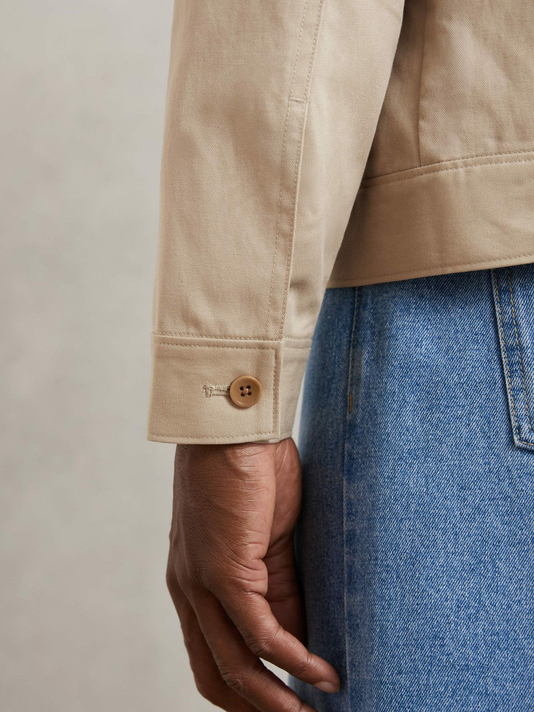Reiss Paige Flap Pocket Worker Jacket in Beige
