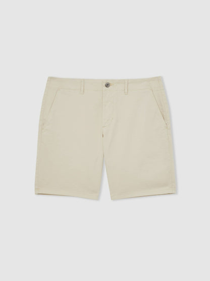 Reiss Paige Cotton Chino Shorts with Stretch in Cream