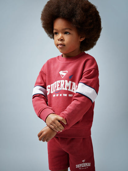 Reiss 3-9 yrs Superman Cotton Logo Sweatshirt in Red