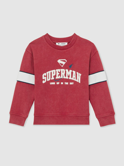 Reiss 3-9 yrs Superman Cotton Logo Sweatshirt in Red