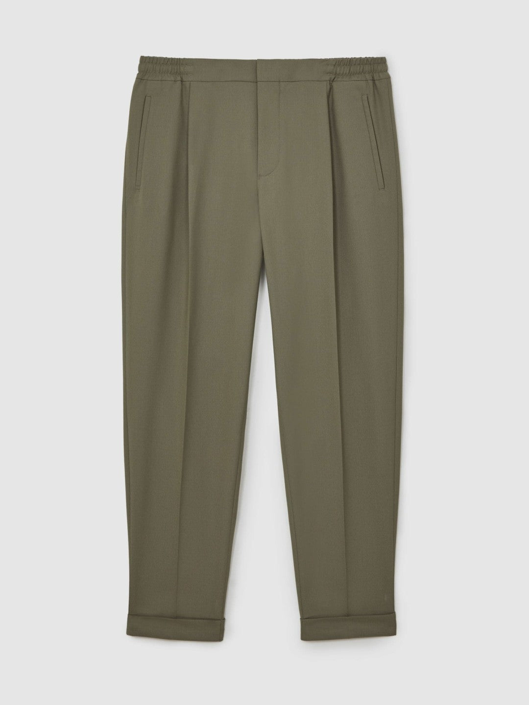Reiss Relaxed-Fit Pleated Tapered Trousers in Sage