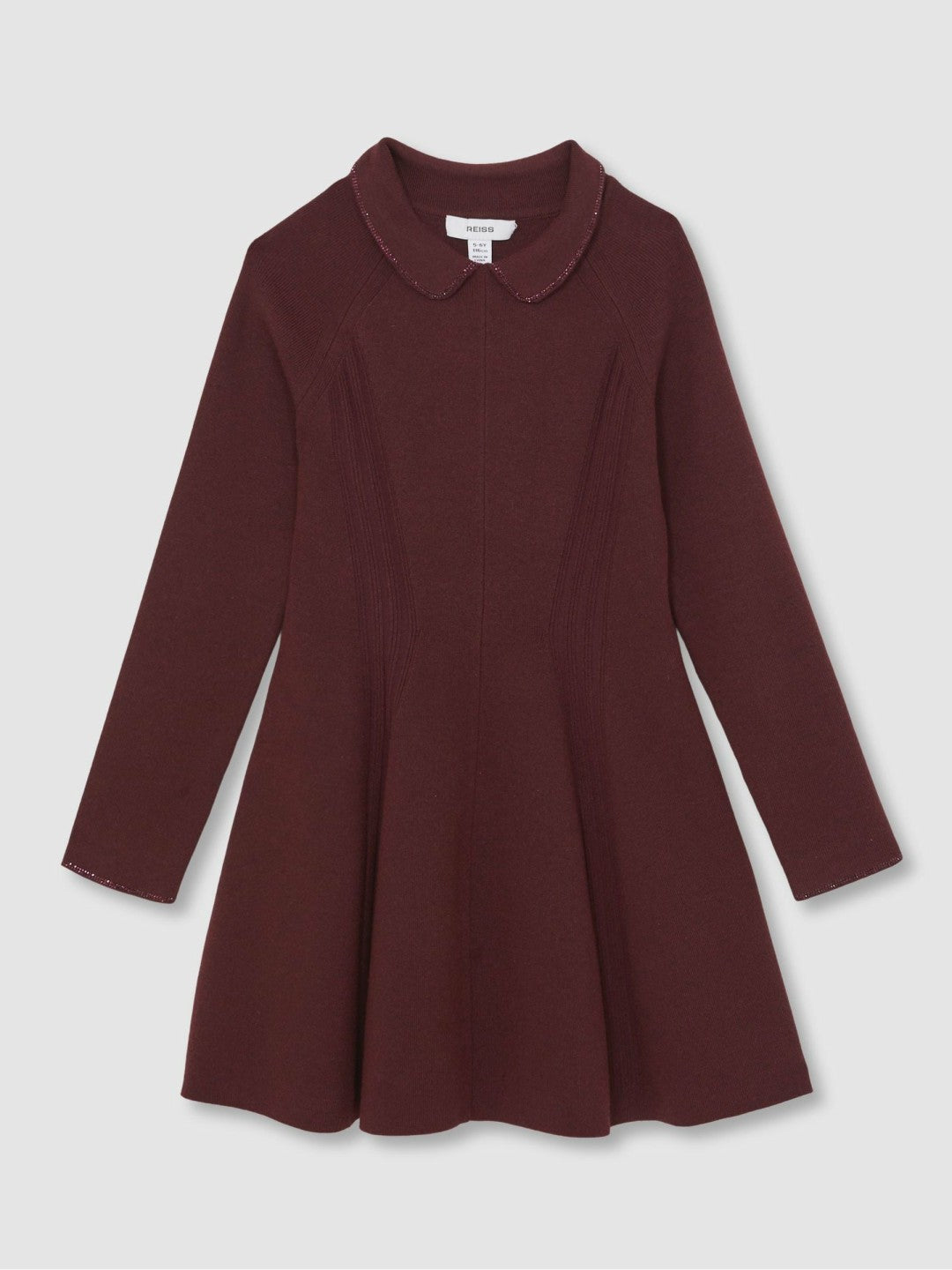 Reiss 9-13 yrs Embellished Collar Knitted Dress in Berry