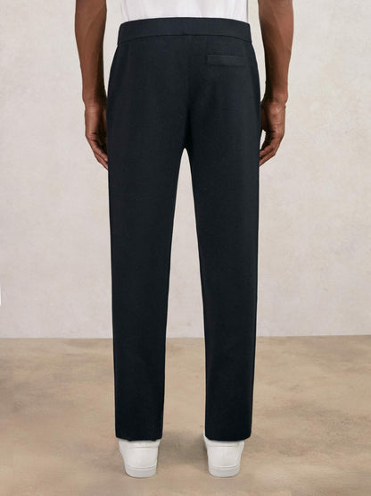 Reiss Tapered Knitted Trousers in Navy