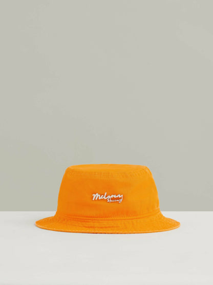Reiss Unisex Fit McLaren Racing Cotton Bucket Hat in Papaya Orange