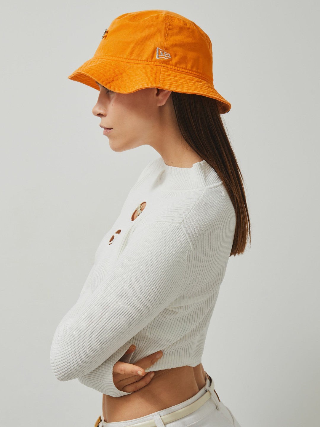 Reiss Unisex Fit McLaren Racing Cotton Bucket Hat in Papaya Orange