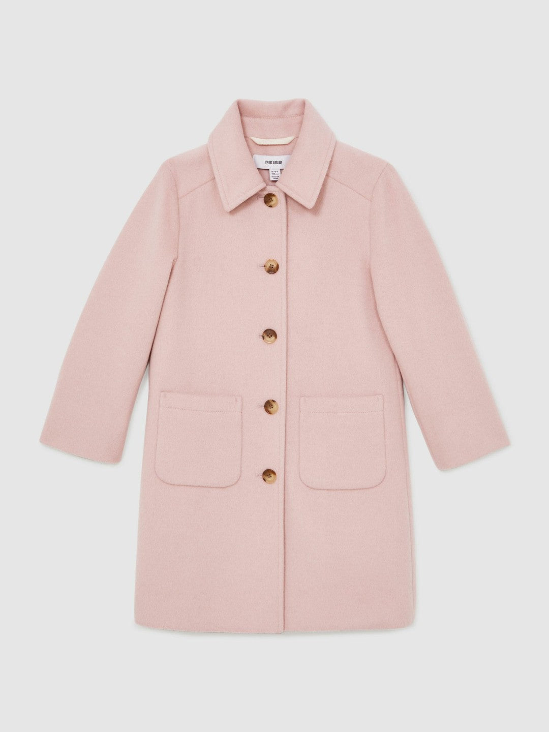Reiss 13-14 yrs Wool-Blend Single-Breasted Coat in Pink