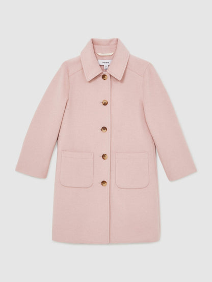 Reiss 13-14 yrs Wool-Blend Single-Breasted Coat in Pink