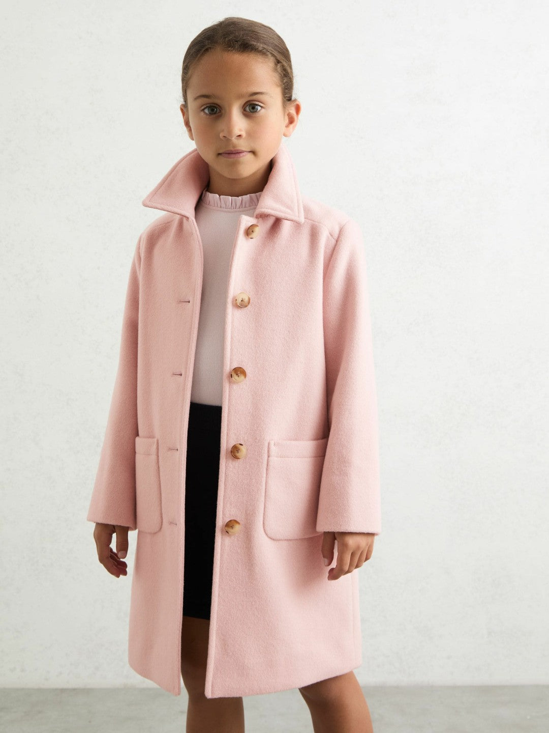Reiss 13-14 yrs Wool-Blend Single-Breasted Coat in Pink