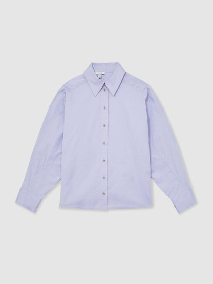 Reiss Cotton Button Through Oxford Shirt in Blue
