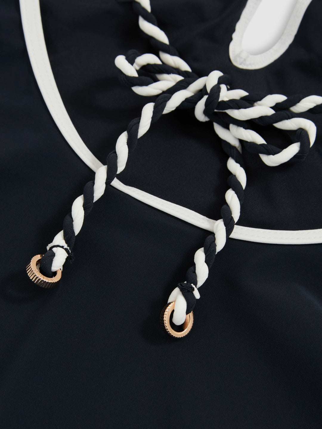 Reiss Contrast-Trim Plunge-Neck Swimsuit in Navy/White