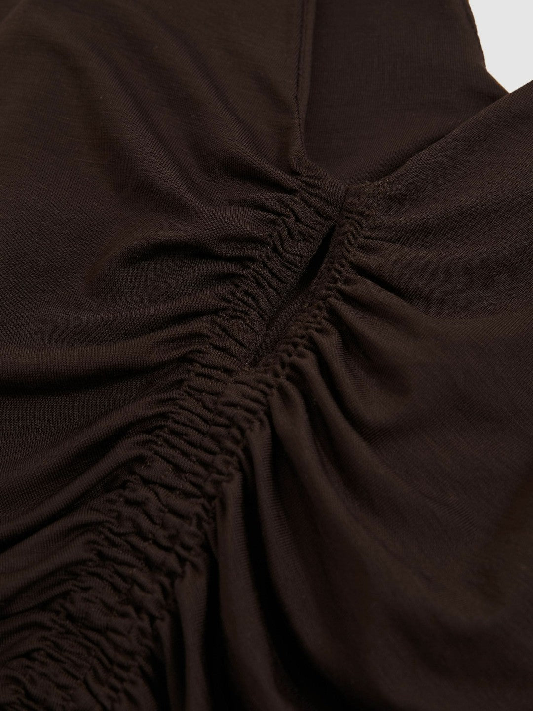 Reiss Stretch Lyocell Jersey Ruched Vest in Chocolate Brown