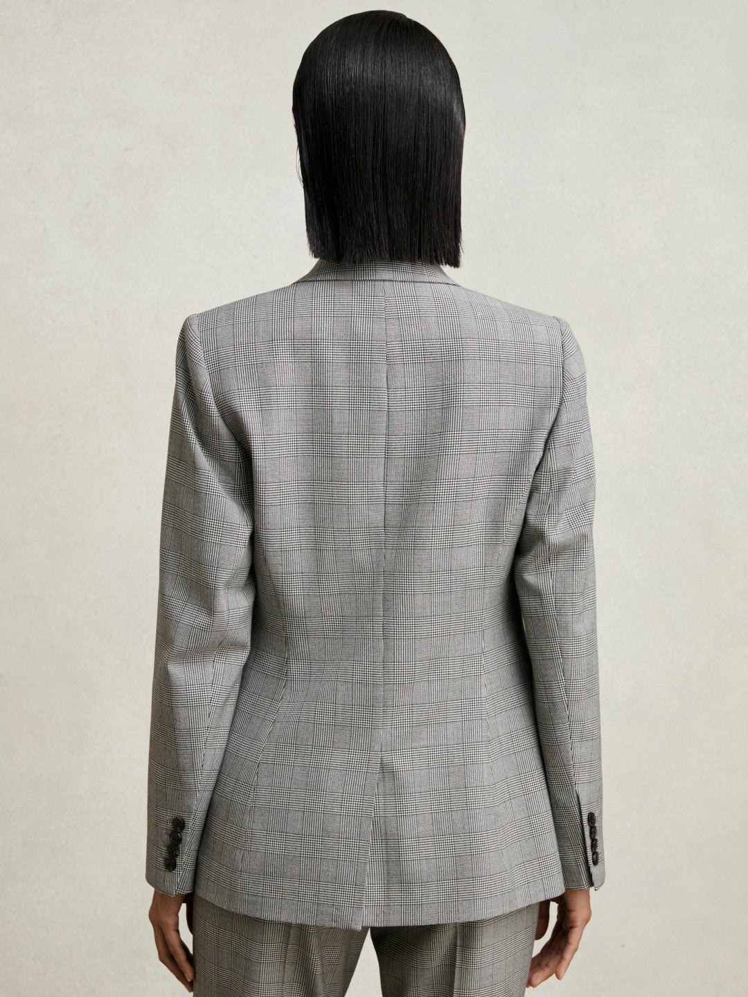 Reiss Single-Breasted Check Suit Blazer in Grey