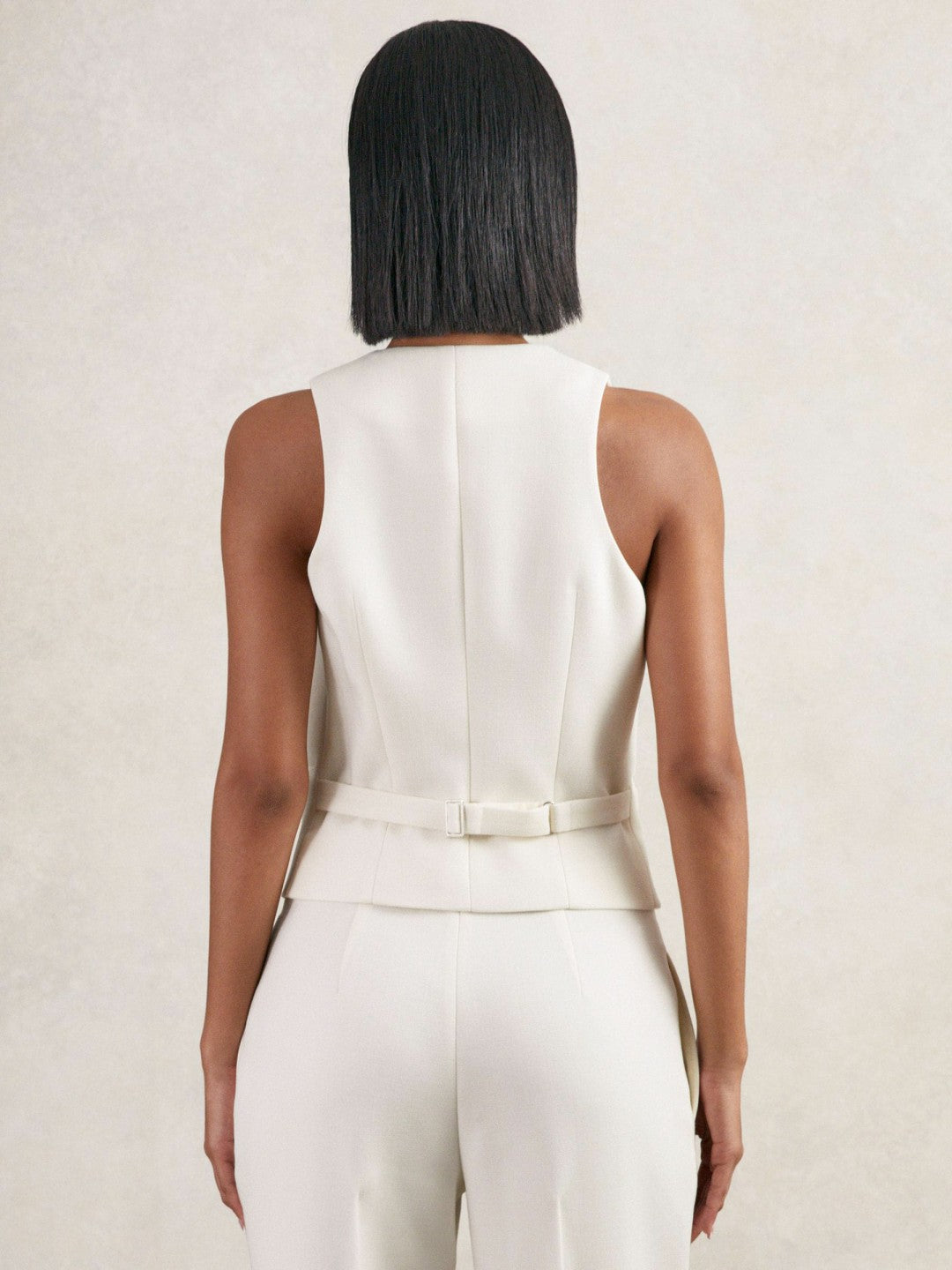 Reiss Single-Breasted Twill Waistcoat With Wool in White