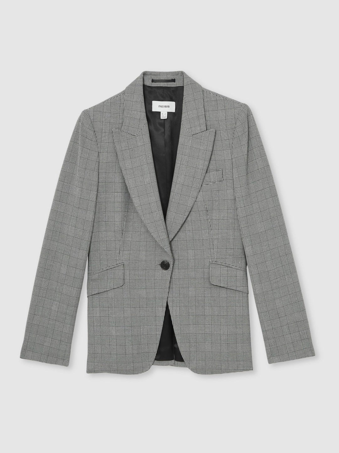 Reiss Petite Single-Breasted Check Suit Blazer in Grey