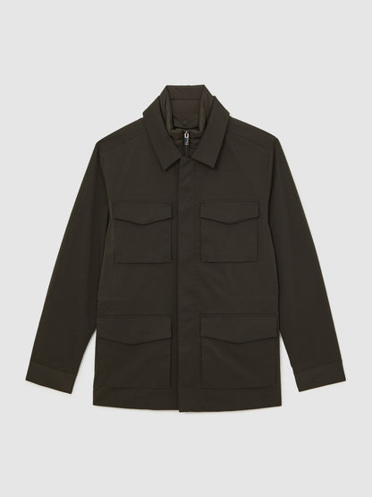 Reiss Removable-Gilet Safari Jacket in Green