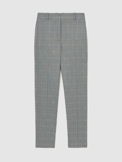 Reiss Petite Check Slim-Fit Suit Trousers in Grey
