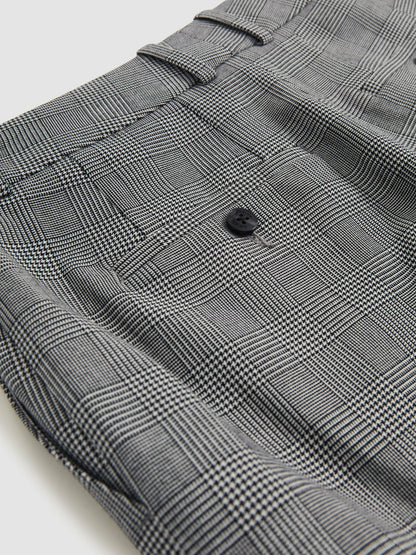 Reiss Petite Check Slim-Fit Suit Trousers in Grey