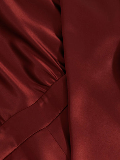 Reiss Petite Satin Cape-Sash Jumpsuit in Dark Red