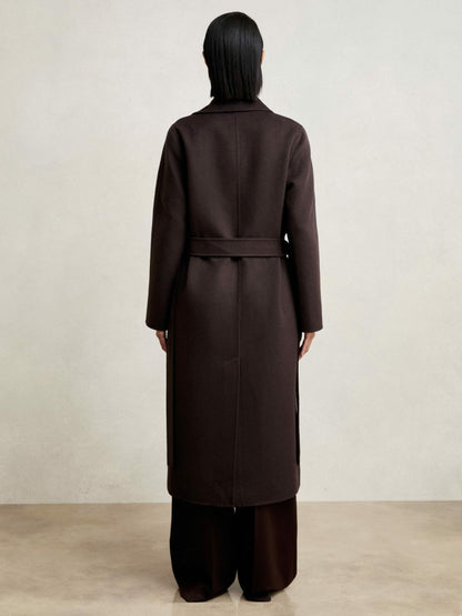 Reiss Double-Breasted Blindseam Coat Wool-Blend in Aubergine