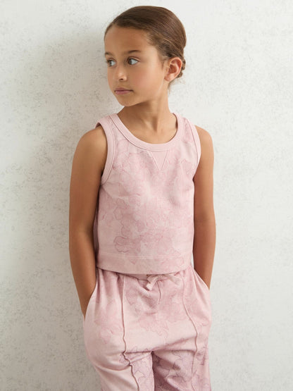Reiss 3-9 yrs Cotton Floral Vest and Joggers Set in Pink Print