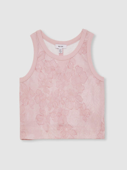 Reiss 3-9 yrs Cotton Floral Vest and Joggers Set in Pink Print