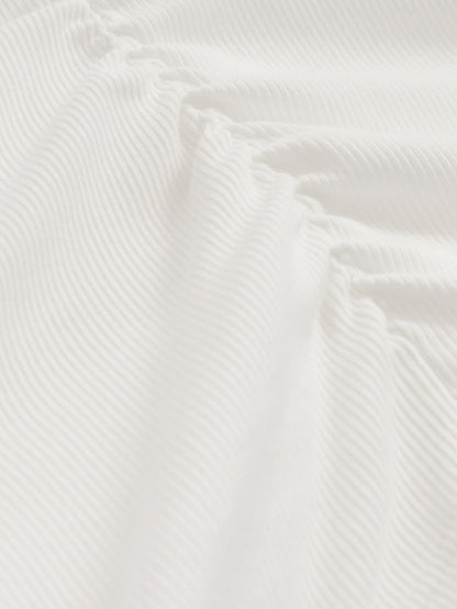 Reiss Cotton Long-Sleeve Ruched T-Shirt with Stretch in White