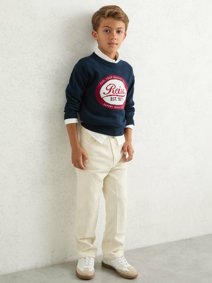 Reiss 3-9 yrs Cotton Motor Cars Logo Jumper in Navy