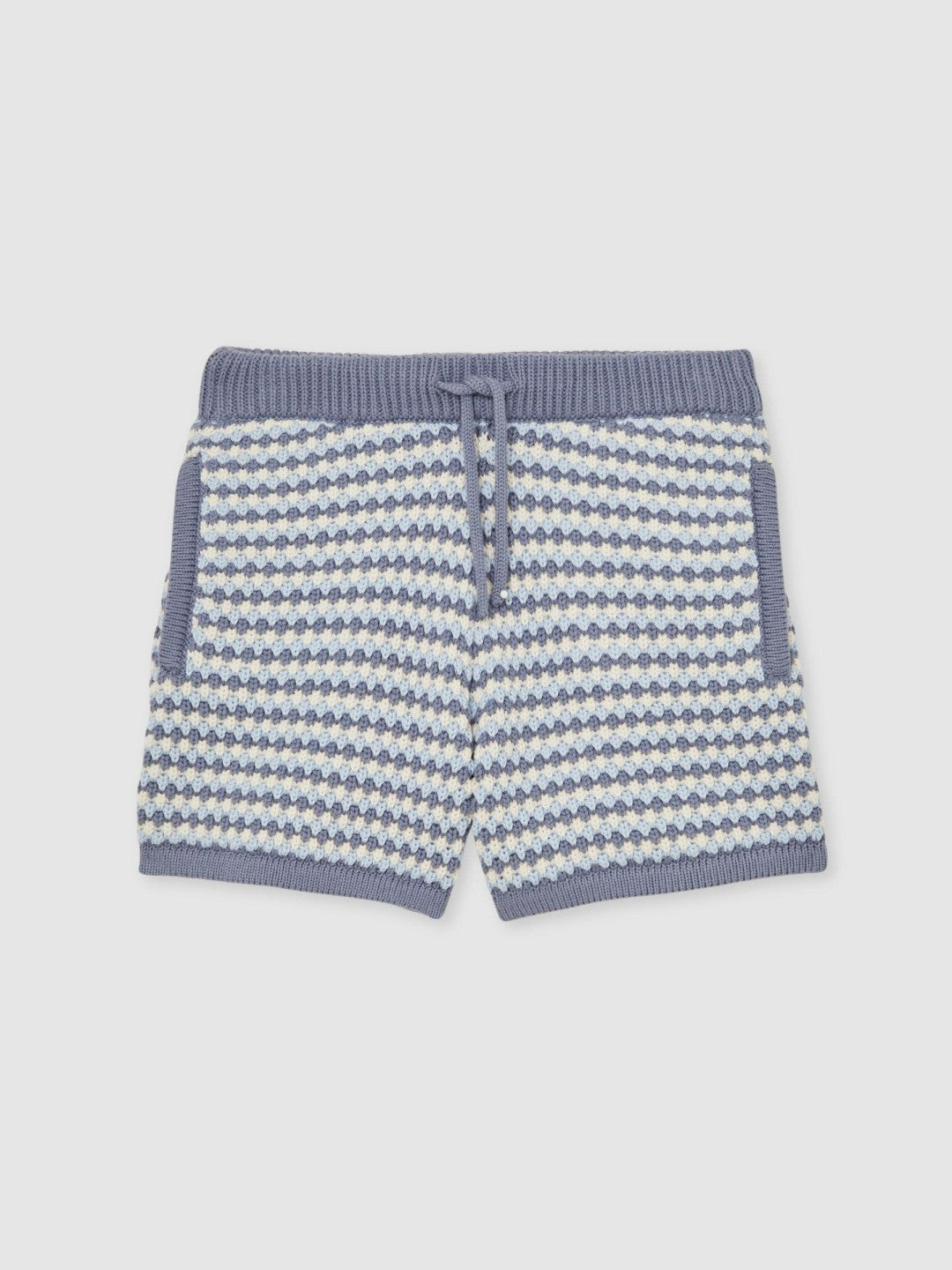 Reiss 9-13 yrs Cotton-Blend Knitted Stripe Shorts in Blue/White