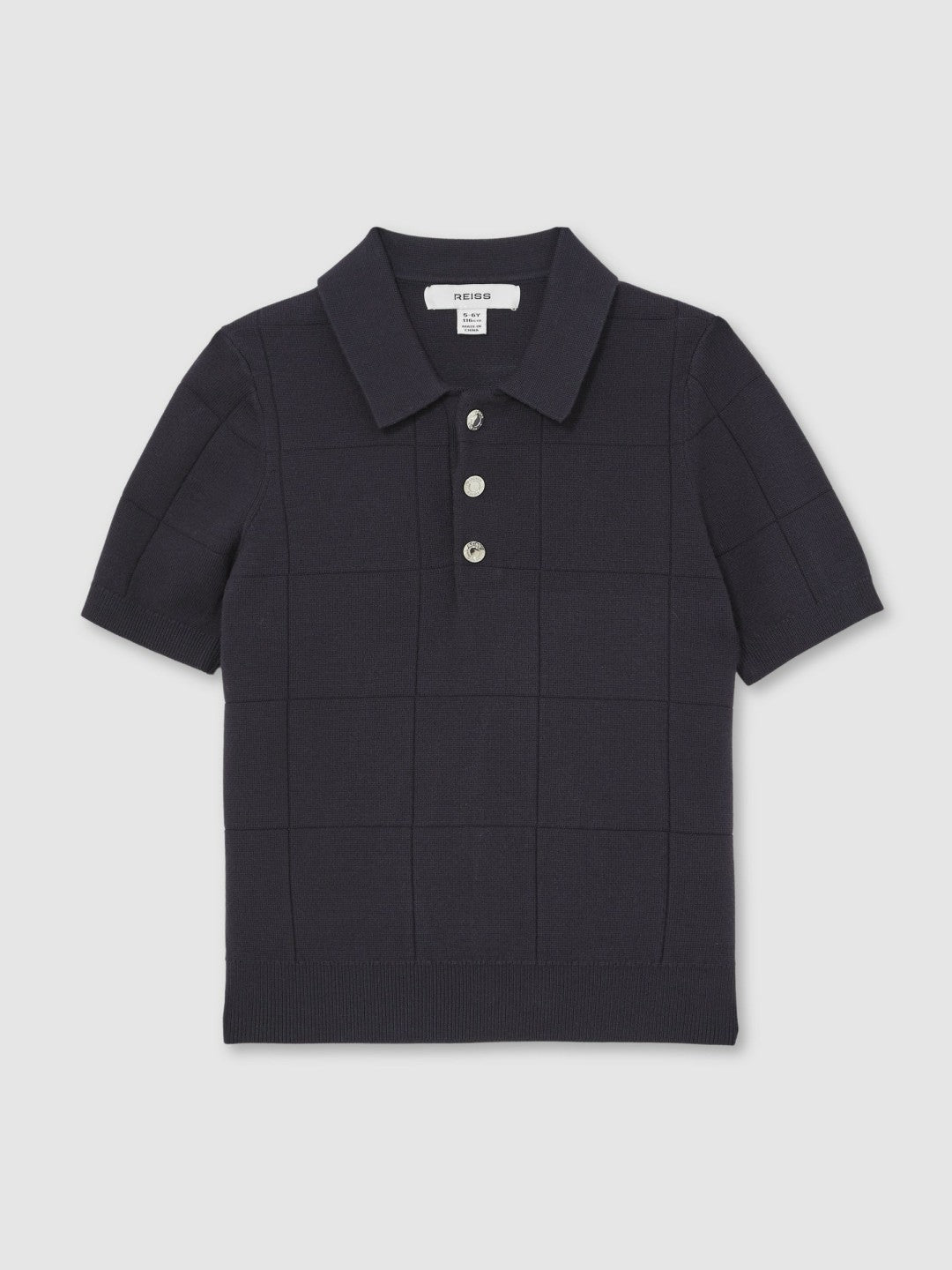 Reiss 9-13 yrs Stitch-Detail Press-Stud Polo Shirt in Navy Blue