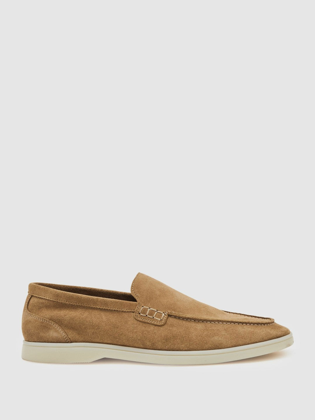 Reiss Suede Slip-On Loafers in Stone