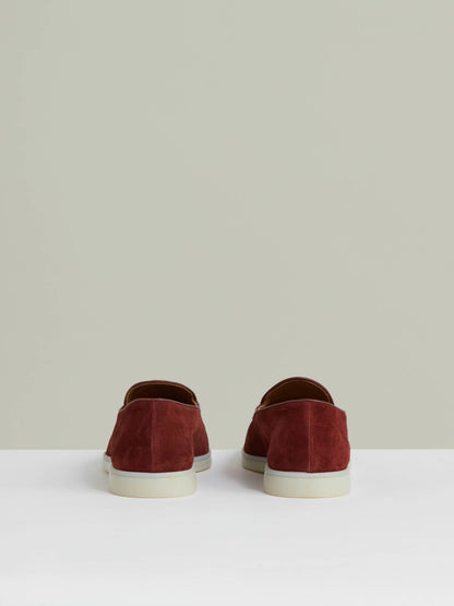 Reiss Suede Tassel Loafers in Maroon Red