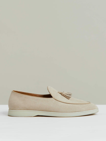 Reiss Suede Tassel Loafers in Light Stone