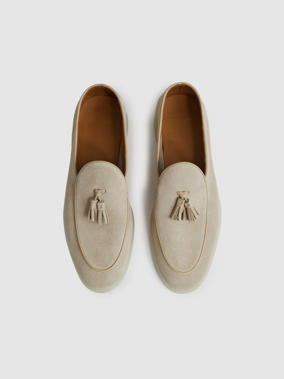Reiss Suede Tassel Loafers in Light Stone