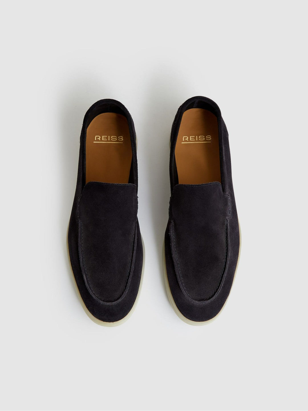 Reiss Suede Slip-On Loafers in Navy