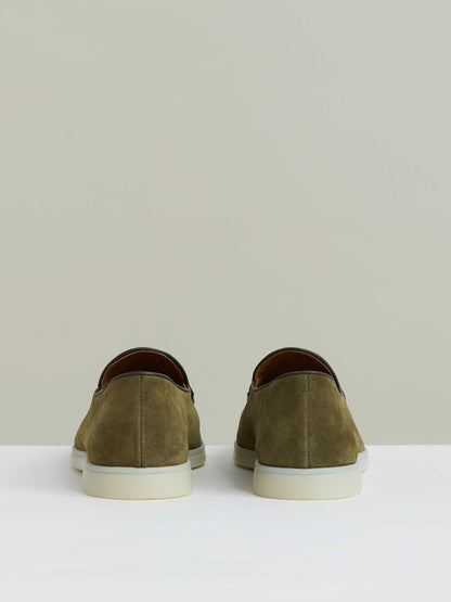 Reiss Suede Tassel Loafers in Moss Green