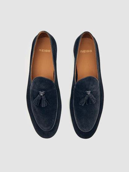 Reiss Suede Tassel Loafers in Navy