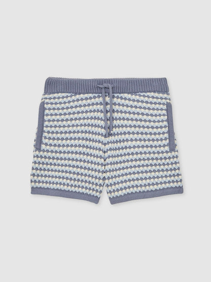 Reiss 13-14 yrs Cotton-Blend Knitted Stripe Shorts in Blue/White
