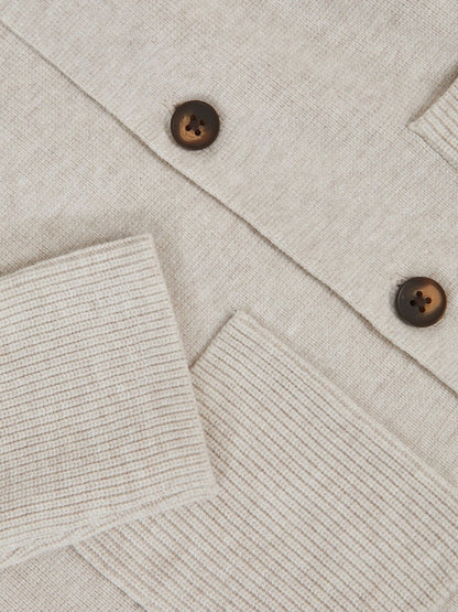 Reiss 13-14 yrs Button-Through Knitted Cardigan in Oatmeal Melange