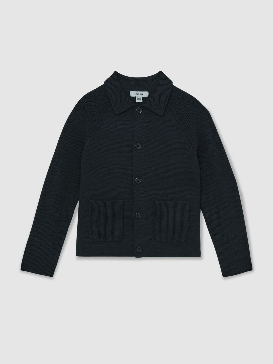 Reiss 3-9 yrs Button-Through Knitted Cardigan in Navy