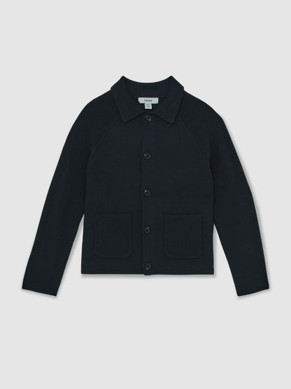 Reiss 3-9 yrs Button-Through Knitted Cardigan in Navy