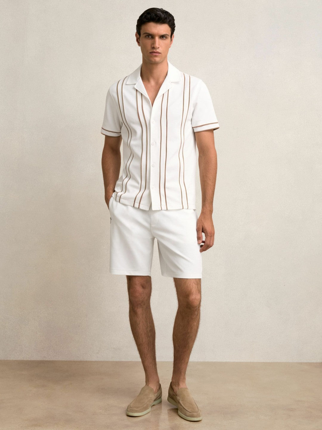 Reiss Textured Drawstring Shorts in White