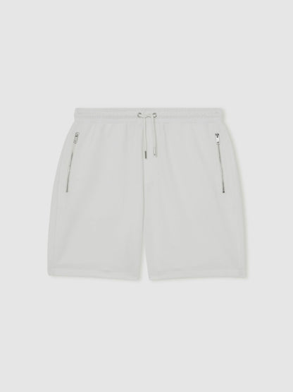 Reiss Textured Drawstring Shorts in White