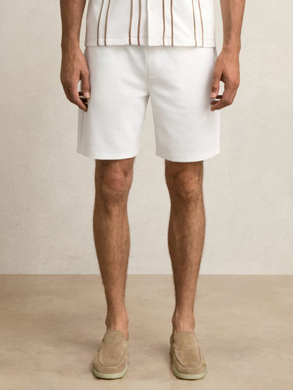 Reiss Textured Drawstring Shorts in White
