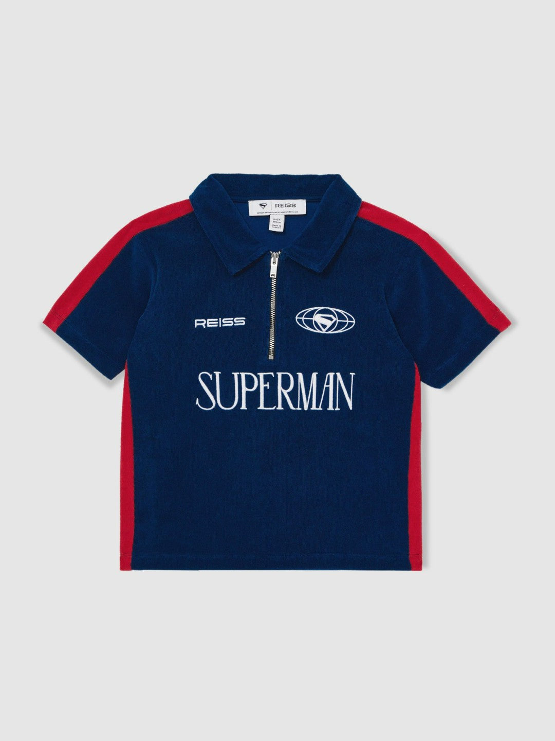 Reiss 13-14 yrs Superman Towelling Polo Shirt in Blue/Red