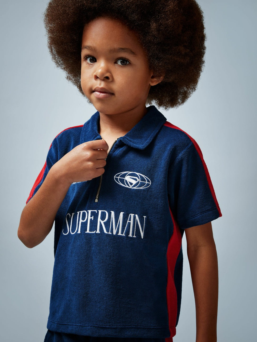 Reiss 13-14 yrs Superman Towelling Polo Shirt in Blue/Red