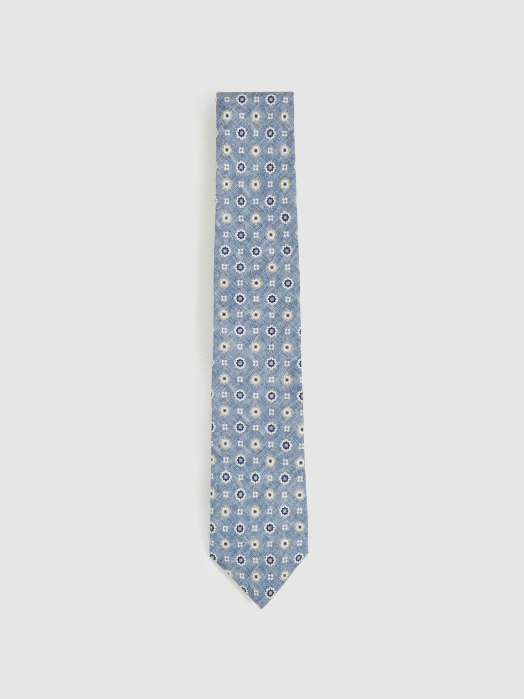 Reiss Silk Floral-Medallion Tie in Soft Blue