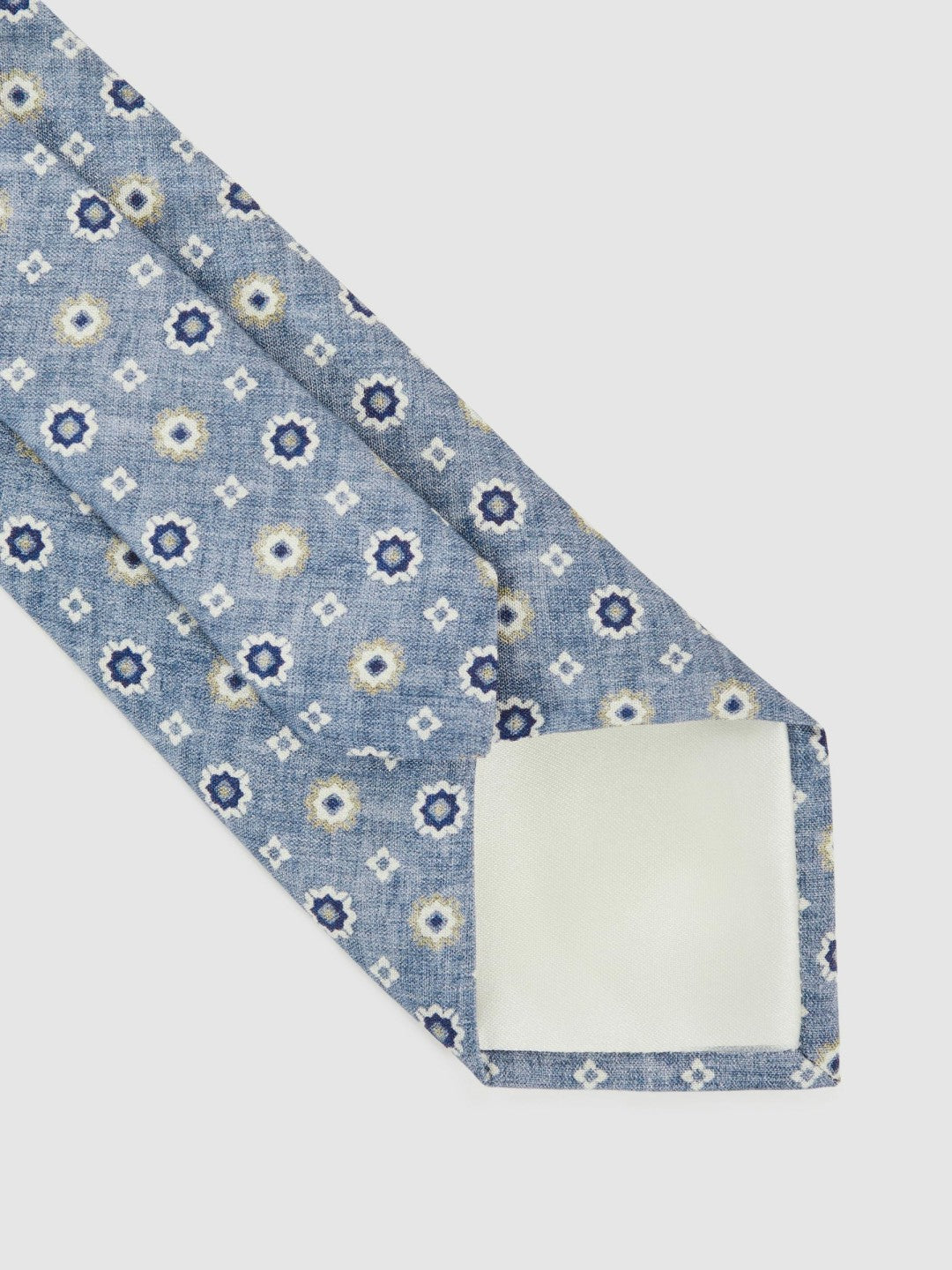 Reiss Silk Floral-Medallion Tie in Soft Blue